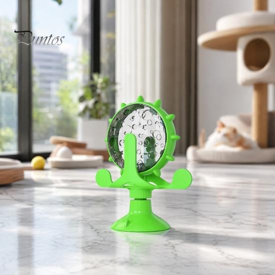 Windmill Cat Treat Dispenser Dispenser, Interactive Rotating Food Toy, Suction Feeder Cup Fun Puzzle for Indoor Cats Solo Play, Mental Stimulation
