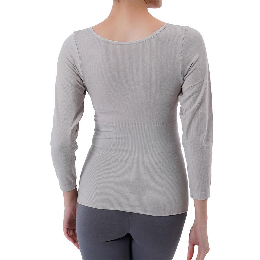 Not Fukusuke Beauty Warming Solid Color Shirt with Belly Fiber in the Belly Wide Rose Size 170 [Satisfied] Applicable. Women's Long-Sleeve Warmer,