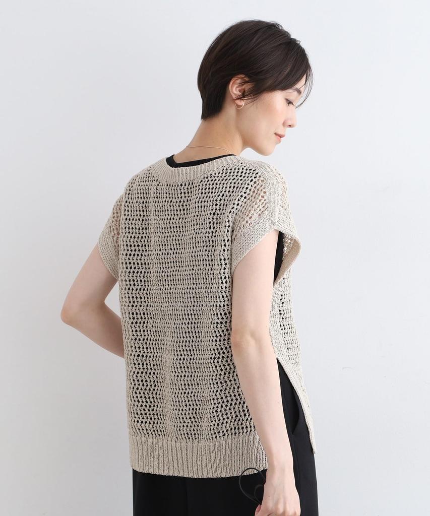 INDIVI Openwork Knit Vest 12719437 Black 05 Knit/Sweater [Washable/Paper Yarn] Women's (019) (XXS)