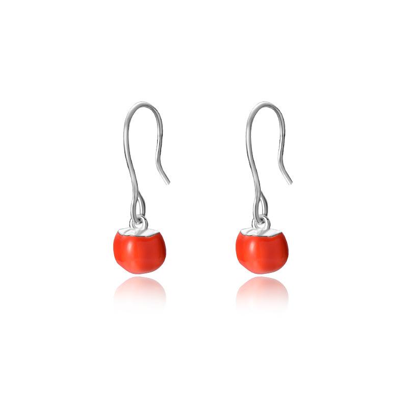 

Серьги руи из хурмы, модные новогодние серьги, маленькие красные серьги, крючки из хурмы