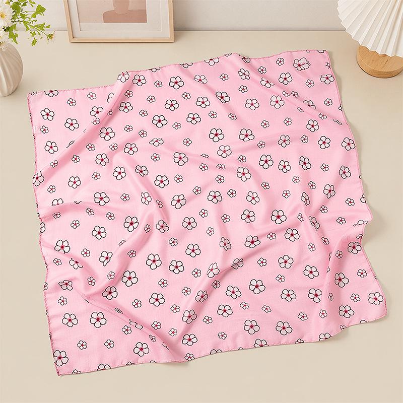 Foulard Leggero in Seta Floreale 90x90 - Sciarpa Decorativa Traspirante per Donna