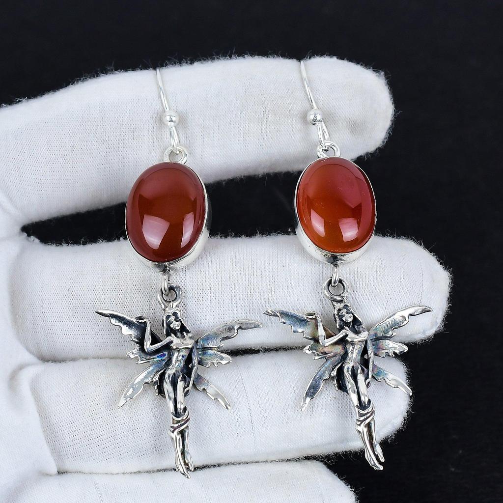 Natural Carnelian Gemstone Antique Earrings 925 Sterling Silver Earring, Boho Silver Jewelry Dangle Earrings, Gifts For Party Wear Gifts For Her