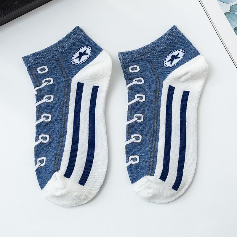 

European & American Cross-Border Canvas Fun Socks: Casual, Low-Cut, Sporty Style for Couples Men s Canvas Low Socks синій