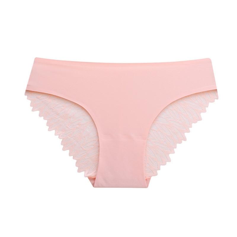 Женские бесшовные кружевные трусики-слипы с низкой посадкой L