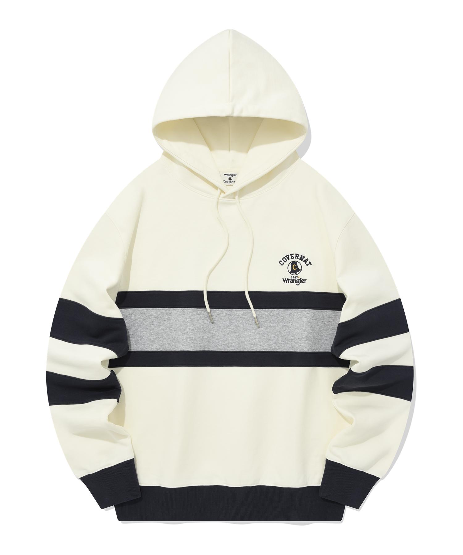 Covernat [Covernat X Wrangler] Худи с вырезами и цветовыми блоками, Коллекция Collaboration Artwork, Цвет: Темно-синий L