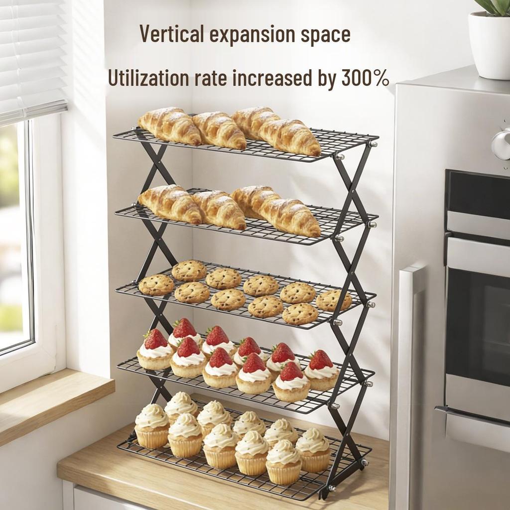 Adjustable Foldable Multi-layer Cooling Rack for Bread and Cake Baking