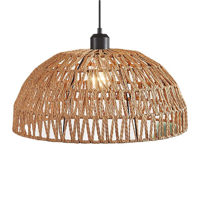 Rustic Rattan Hemp Rope Pendant Light for Bedroom, Balcony, Retro B&B, or Bar Counter.