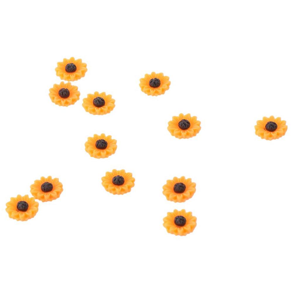 60pcs 16mm Sunflower Slime Beads Resin Sunflower Flatback Cabochons Beads for Scrapbooking