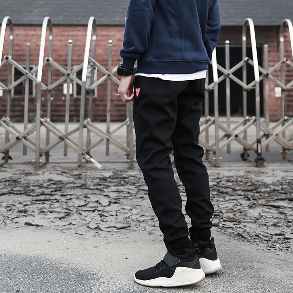 [rafuteru] Men's Jogger Pants, Sweatpants, Running Wear, Fleece-Lined, Long Pants, Thick, Cold-Wearing Trousers, Skinny Pants, Elastic Waist, Stretch