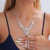 Bridal Rhinestone Necklace & Earrings Set - Evening Wedding Jewelry Accessories