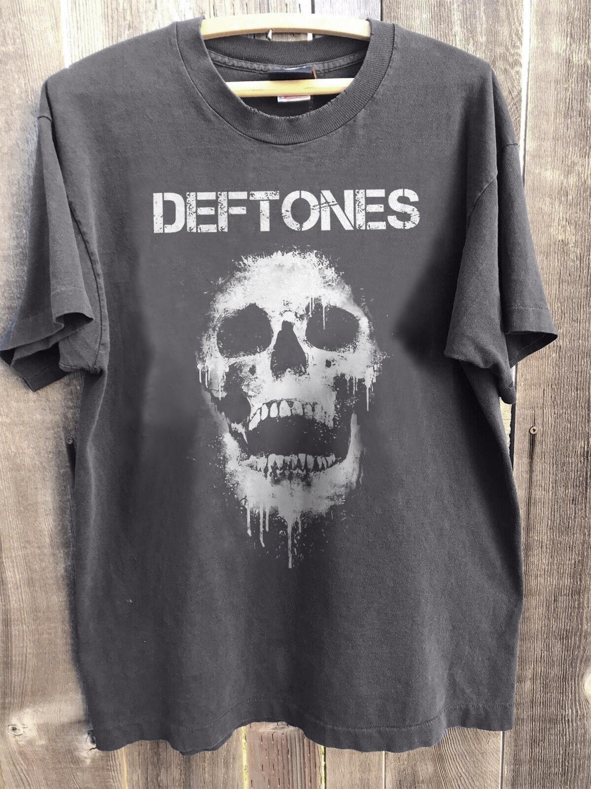 Deftones Skull Logo Rock Band Heavy Cotton Charcoal T-shirt Size S-5XL L