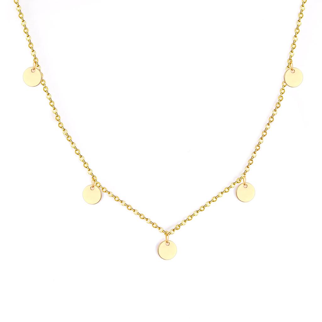 Accessories Disc Pendant Necklace Stylish Simple Versatile Geometric Round Clavicle Chain Stainless Steel Gold Plated Necklace