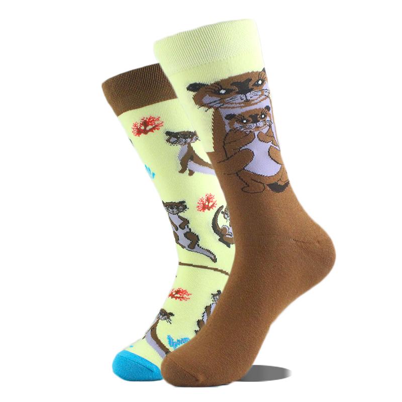 Happy Design Funny Socks Men Unisex Sheep Beer Dinosaur Pattern Sokken  Divertidos Jacquard Calcetines Unisex Hip Hop Skateboard