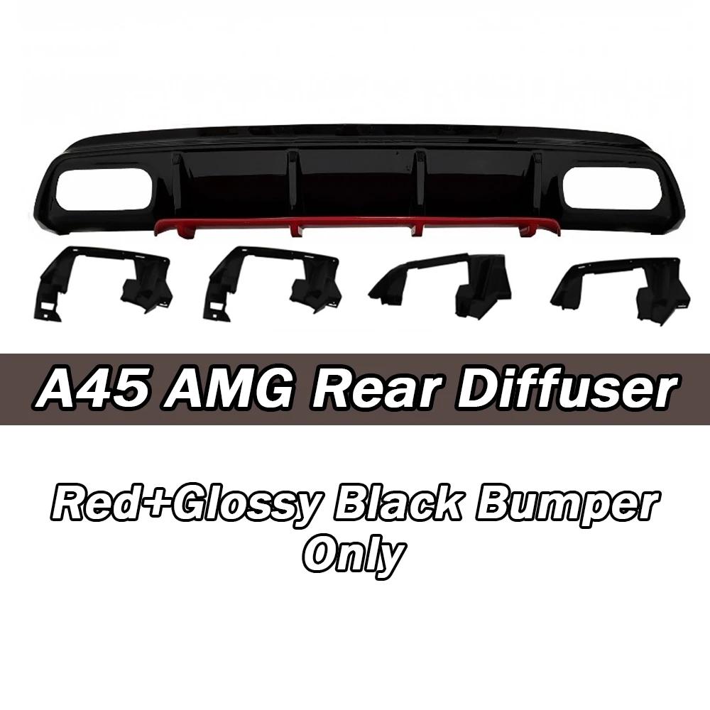 XVIP Red Glossy Black Rear Diffuser With Exhaust Pipe For Mercedes Benz A-Class W176 A200 A45 AMG 2013-18 Bumper Car Accessories