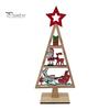 Wooden Christmas Party Decor Tree Tabletop Sign, Rustic Gingerbread Snowman Gnome Desktop Ornament with Star Gift for Family Topper, Vintage