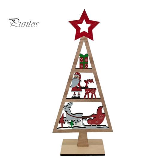 Wooden Christmas Party Decor Tree Tabletop Sign, Rustic Gingerbread Snowman Gnome Desktop Ornament with Star Gift for Family Topper, Vintage
