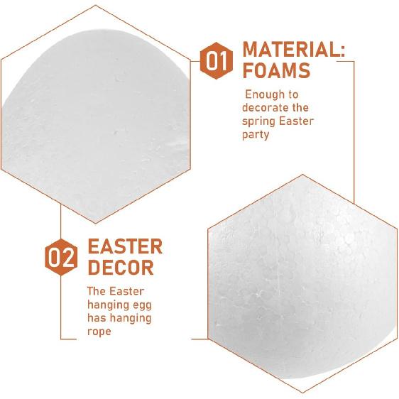 

BESTOYARD 2 шт. 8-дюймовые белые пенопластовые яйца для рукоделия, для полистироловых украшений, рисования, школьных проектов и фестивальных поделок