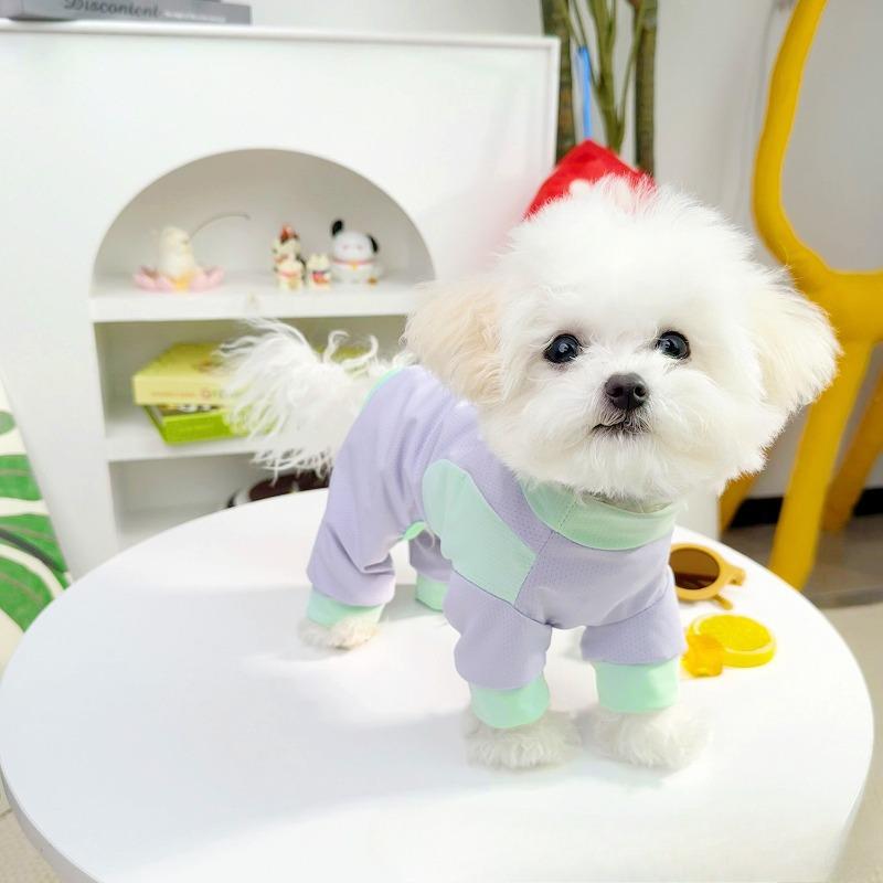 Pet Dog Clothing - Spring and Summer Ice Silk Cooling Four-Legged Coat with Mesh Panels - Cat Cool Clothing - Sun Protection Suit