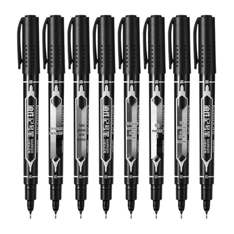 Qixin MK804 Double-Ended Oil-Based Marker: Thick & Thin, Ideal for CDs and Notes