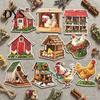 Creative Chicken Pattern Pendants 10/20/30Pcs 2D Flat Farmhouse Wooden Hanging Ornament, Rooster Hen Coop Barn Rustic Farm Animal for Xmas Tree
