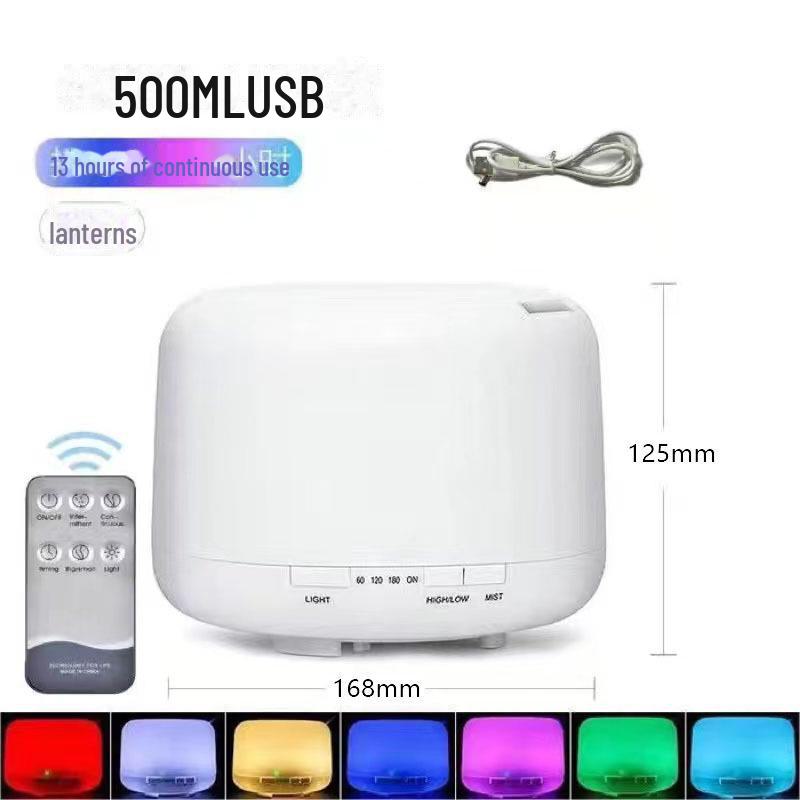 Difuzor și umidificator cu ultrasunete pentru aromaterapie MUJI 500ML, cu telecomandă și lampă cu uleiuri esențiale pentru casă sau dormitor.