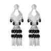 Bohemian Ethnic Miao Silver Turquoise Tassel Earrings