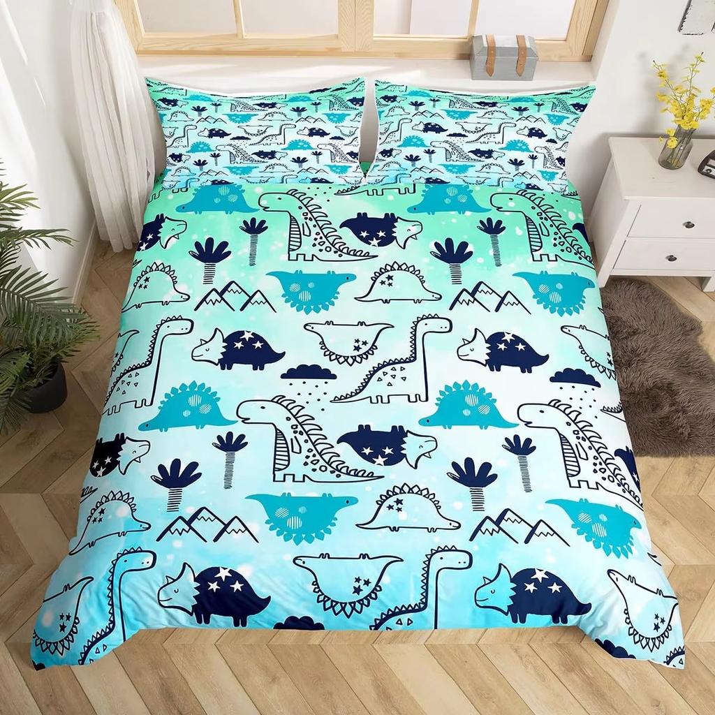 Cartoon Dinosaur Down Comforter Set Bedding Set 3-piece Duvet Cover Set