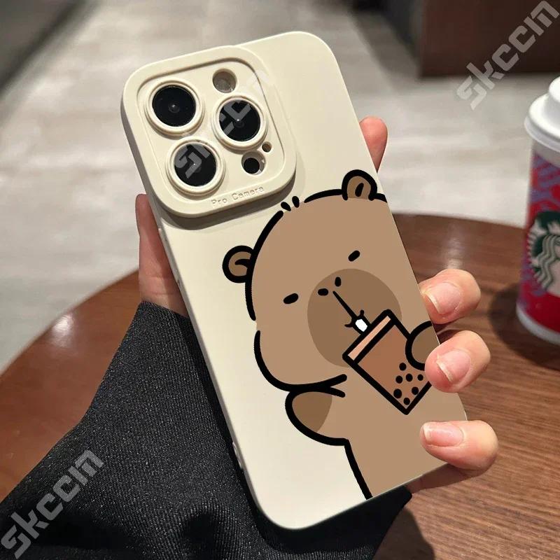 

Cartoon Cute Capybara Matte Phone Case For iPhone 16 15 14 11 Pro Max 12 13 Mini XS XR X 8 7 Plus Shockproof Bumper Back Cover iPhone 12 Pro