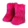 Casual Faux Fox Fur Ankle Boots for Women Winter Warm Plush Short Fur Boots Comfortable Flat Heel Plus Size Snow Boot for Ladies