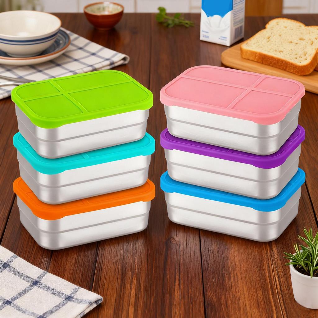stainless steel fresh-keeping box with sealed lid thickened lunch box camping food packaging and storage box