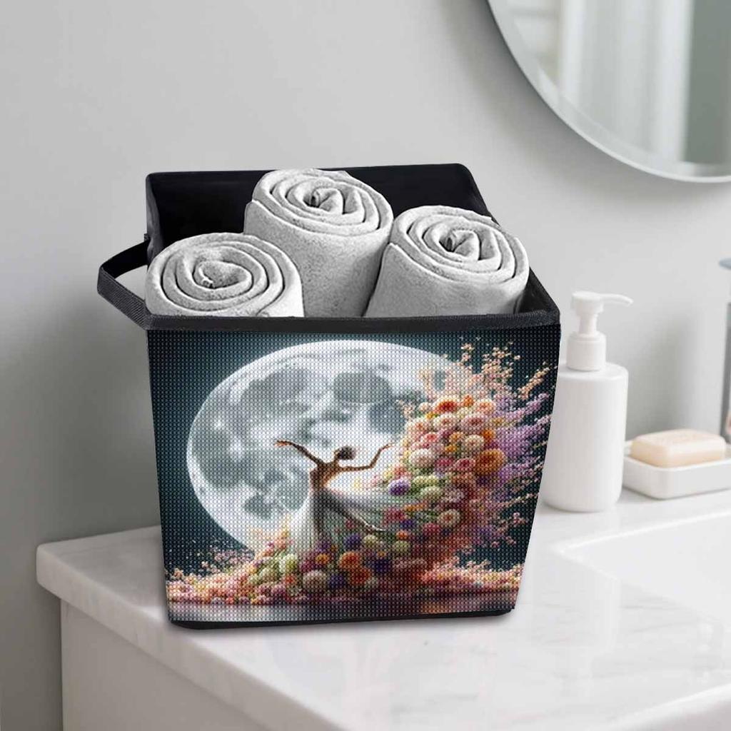 Dancing In The Moonlight 5D Diamond Painting Storage Basket Full Round Drill Mosaic Diamond Embroidery Cross Stitch Kits Home Decor Home Decor