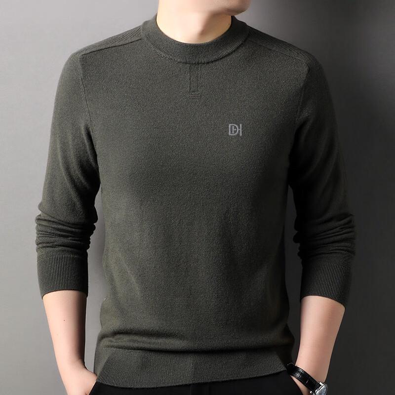 Hengyuanxiang Men s 100% Pure Wool Round Neck Pullover Sweater L