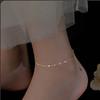 Exquisite Sparkling Small Square Transport Beads Anklets Bracelets for Women Fashion Simple Beach Thin Chain Party Jewelry Gifts