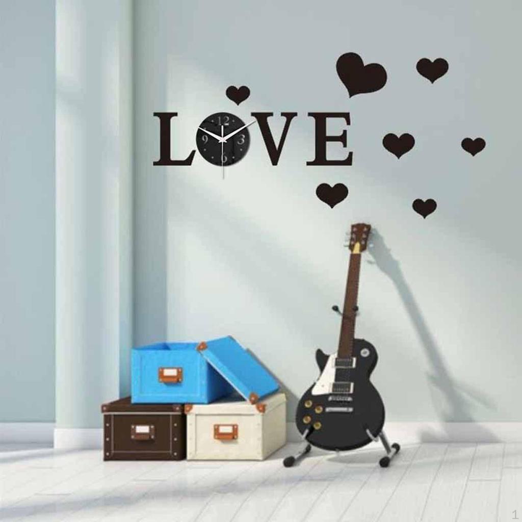 Liebesherz Wanduhr Aufkleber DIY Abziehbild Dekorativ Praktisch Robust Leise Heimdeko für