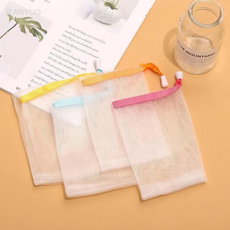 1/10Pcs Portable Clean Foaming Mesh Bag Reusable Soap Foaming Nets for Shower Washing Bathroom Accessories Kitchen Storage Bag