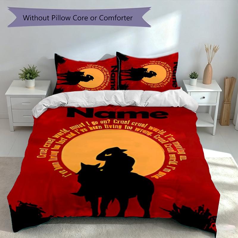 3pcs Custom Name Red Dead Redemption Bedding Set,Includes 1 Duvet Cover and 2 Pillowcases,All-season Bedroom Decor