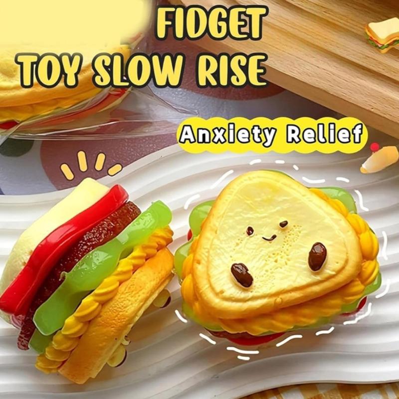 Squeeze Food Stress Toy Sensory Decompression Toy For Children Adult Soft PVC Sandwich Play Food for Tension Eliminate
