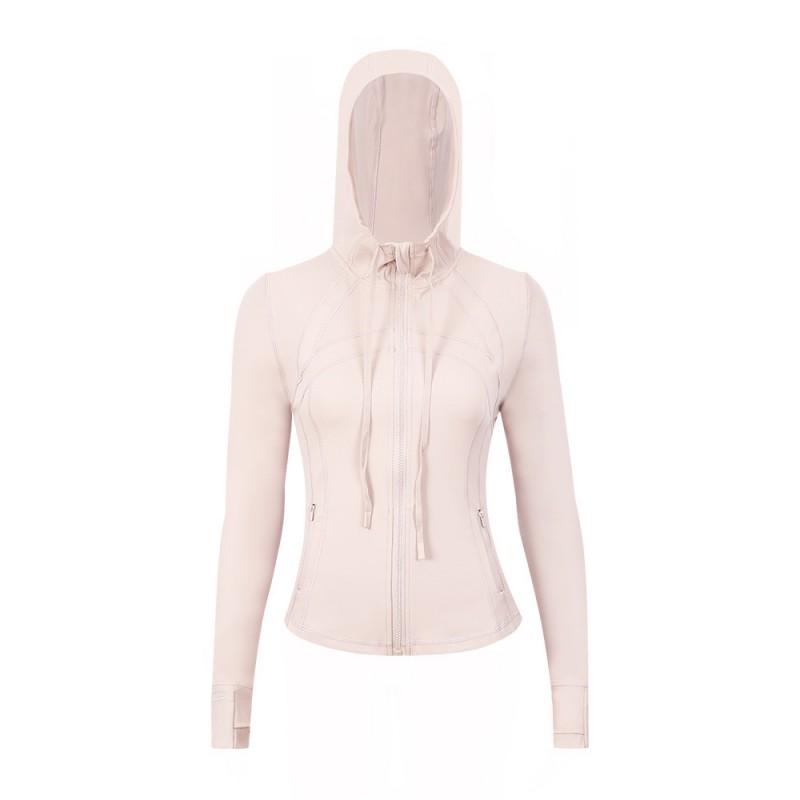 Damen atmungsaktive Kapuzen-Yogajacke Langarm Fitness Top Activewear