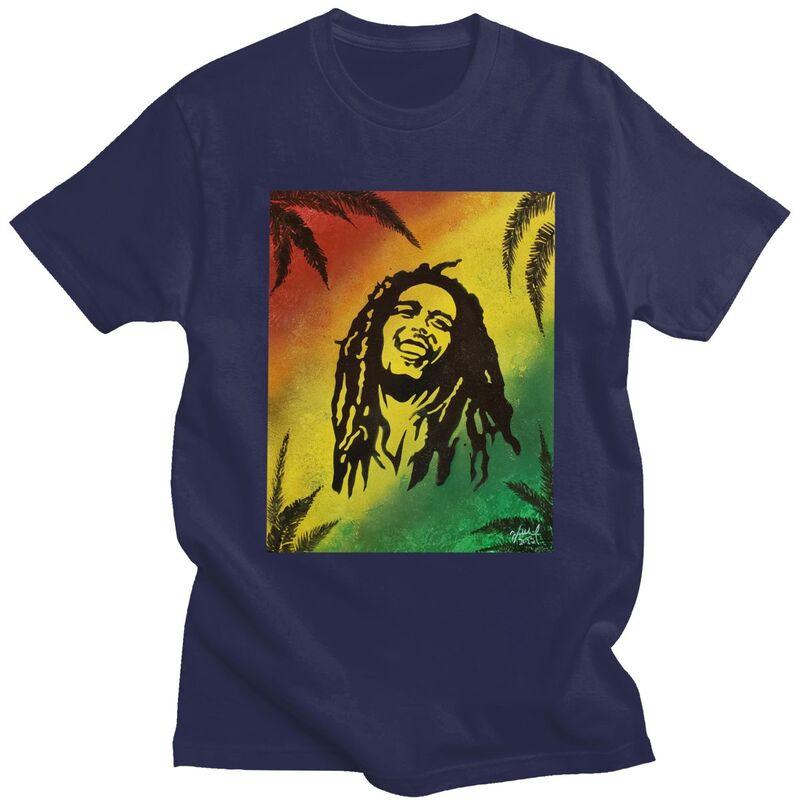 Custom Jamaica Reggae Rock Bob Marley T Shirts for Men 100 Cotton Tee Tops Tshirt Casual Tshirt Clothes