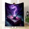 "Magical Lamp and Enchanted Book" Patterned blanket, flannel, suitable for all seasons, home decor, warm and cozy