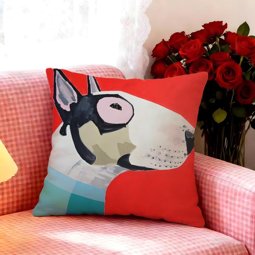 Fun Cartoon Bull Terrier Series Cushion Cover Premium Soft Pillowcase SkinFriendly  MultiPurpose for Home Office Travel