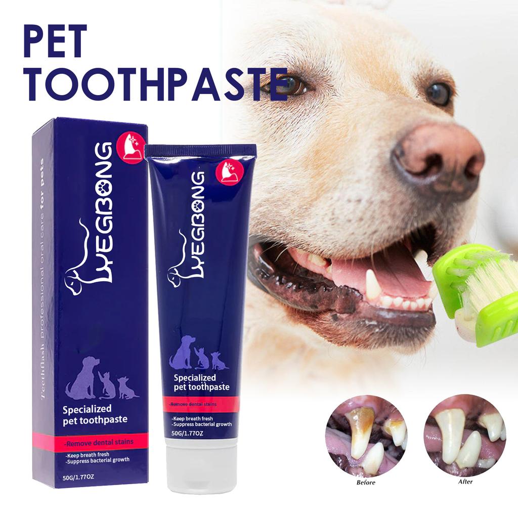 Yegbong Pet Oral Cleaning Cream Cats and Dogs Clean Oral Odor Tartar Stains White Teeth