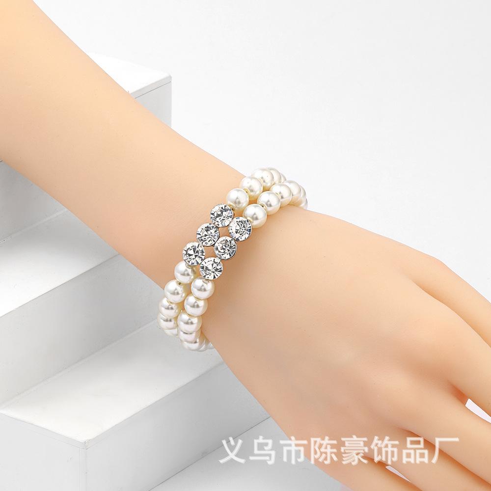 Jewelry Pearl Set Necklace Earrings Bracelet Three-piece Dinner Dress Jewelry Set Versatile