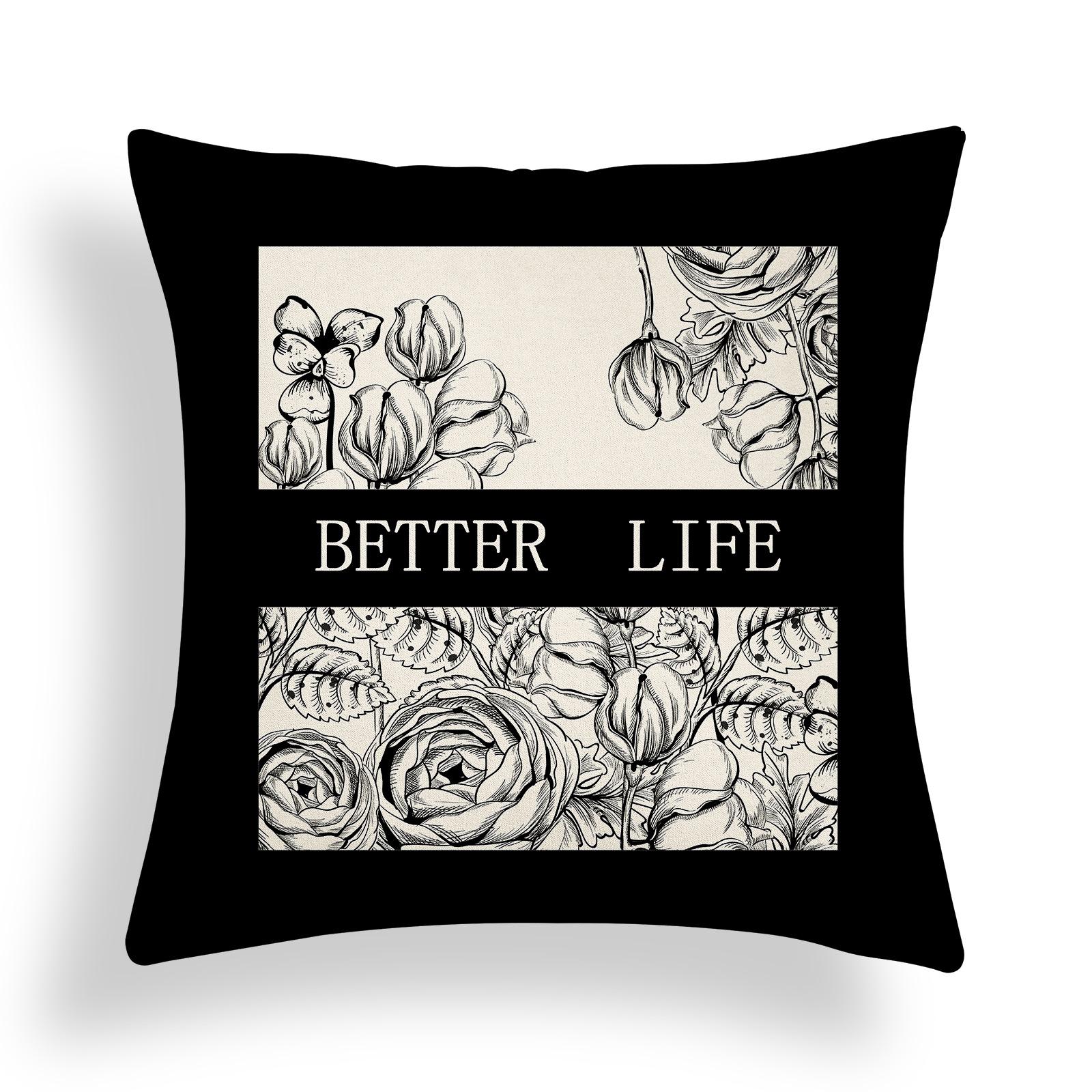 

Simple Black and White American Pillowcase Geometric Cream Pillowcase Home Sofa Cushion Pillowcase