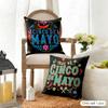 Cinco De Mayo Cushion Cover Natural Linen Organic Fabric Double-Sided Printing Sofa Home Decor Gift Pillow Cover