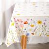 Spring Wildflowers Plastic Tablecloth Floral Grass Tablecover for Weddings, Mother's Day, Birthdays, Seasonal Spring Party Decor