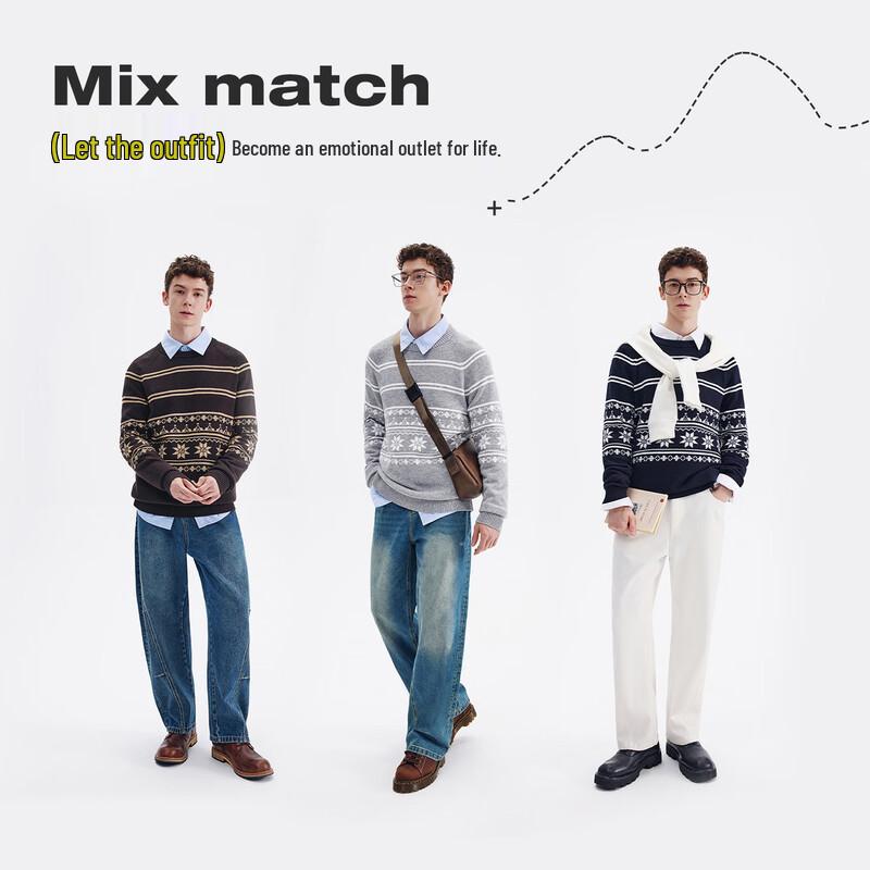 NVG·YOUNG Men's Fair Isle Crewneck Wool Blend Sweater