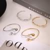 European American Cross-border Stainless Steel 18K Gold Plated Trendy Women's Bracelet Imitation Pearl Opening Design Non-fading