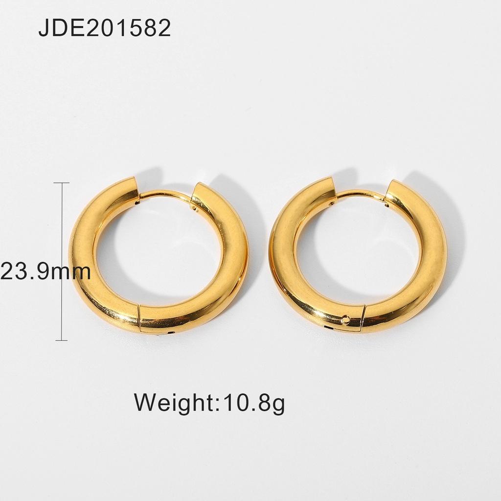 Stainless Goldplated Elegant Steel Geometric Hoop Earrings 18k Gold Titanium Steel Earrings Circle