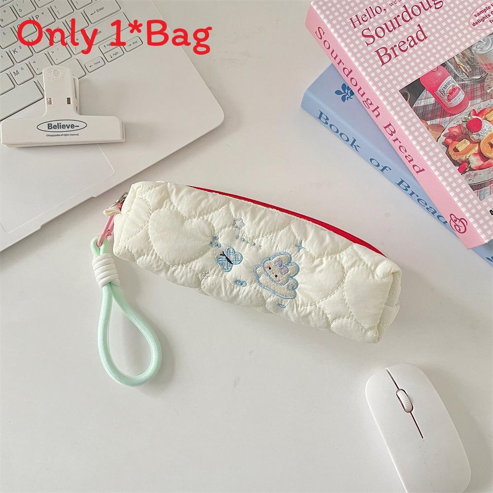 Kids Cartoon Embroidered Large Capacity Pencil Case With Soft Polyester For Girls And School Supplies